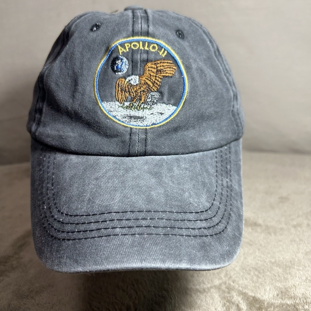 Apollo 11 Moon Landing Eagle Mission Patch Black Adjustable Dad Hat Cap